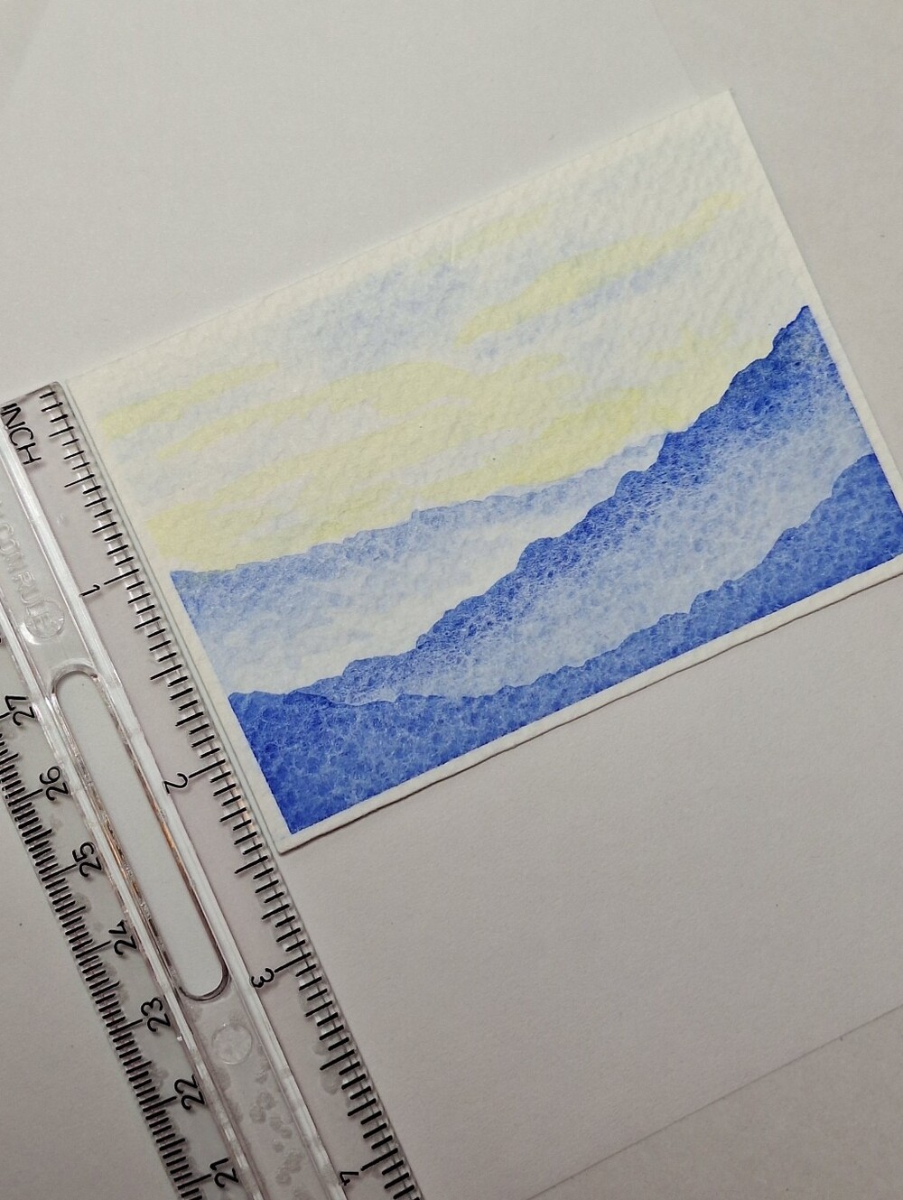 "Mystic Mountains" Hand-painted gouache painting (Tiny original artwork) - Picture 6 of 10